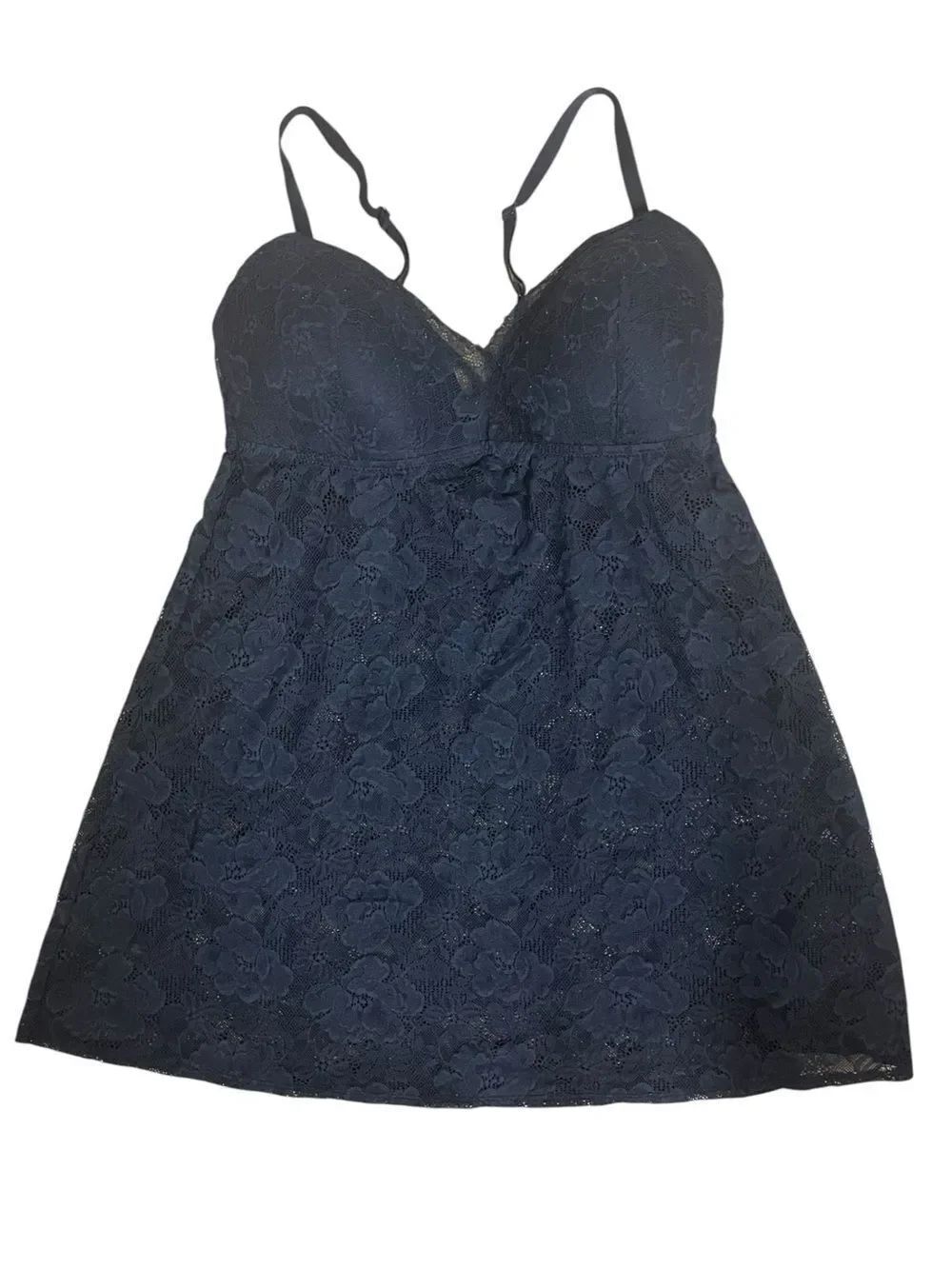 Auden Black Lace Babydoll Chemise Nightgown L